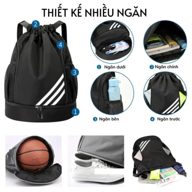 Balo Dây Rút Thể Thao Chống Nước Đa Năng - Ngăn Giày, Bóng Rổ, Bóng Đá, Gym, 114.958 VND 2