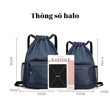 Balo dây rút thể thao chống nước, ngăn đựng bóng, sức chứa lớn, học và tập - 119k