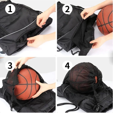 Balo dây rút thể thao, ngăn lưới đựng bóng rổ, vải bố PVC chống thấm, dùng ngoài trời - Giá ưu đãi 158.888₫