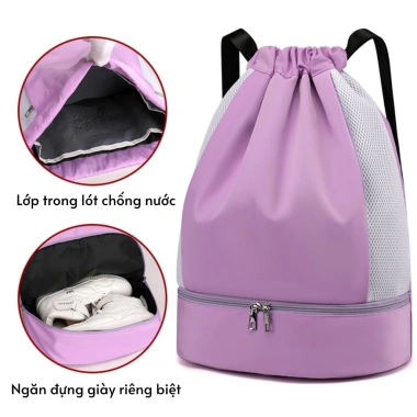 Balo dây rút thể thao Polato chống thấm, sức chứa lớn, thời trang, ngăn giày riêng