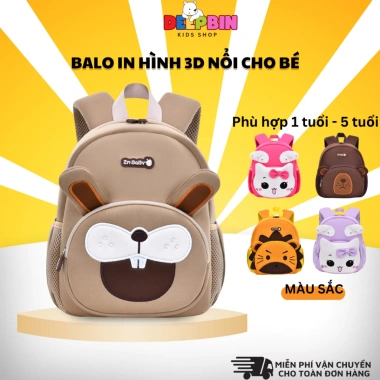 Balo DEEPIN BALO05 cho bé đi học mầm non, mẫu giáo - Hình động vật dễ thương, chất lượng cao, giảm giá 195.000₫