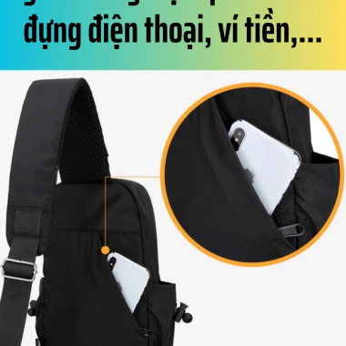 Balo đeo chéo nam BAVY TĐC05AB – Vải chống nước, đa ngăn, chống trộm, đựng laptop – 189.000₫