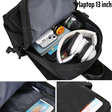 Balo đeo chéo nam BAVY TĐC05AB – Vải chống nước, đa ngăn, chống trộm, đựng laptop – 189.000₫