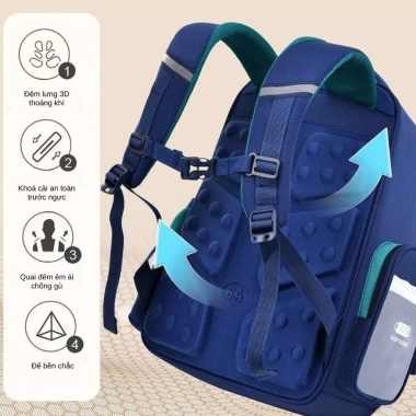 Balo đi học bé trai lớp 1-7 NinoKids BLT16 Đệm lưng êm ái bảo vệ cột sống 319.000 VND