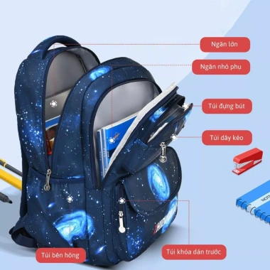 Balo đi học bé trai lớp 1‑7, siêu nhẹ, ngăn rộng, tặng phụ kiện - 390.000₫ 3
