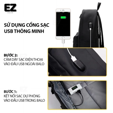 Balo đi học chống nước EZ BALO 15.6 inch cho nam nữ - Đẹp, bền, giá 259k