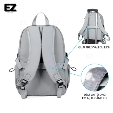 Balo đi học unisex vải chống nước cao cấp BLU10, cổng sạc USB, đựng laptop 15.6 inch - Giá chỉ 319.000 đồng