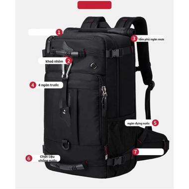 Balo Du Lịch KaKa 40-50L – Khóa Chống Trộm, Nhiều Ngăn, Chống Nước, Chống Xước, Thời Trang 3