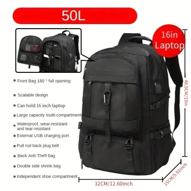 Balo du lịch nam 50-80L đa năng chống thấm nước đựng laptop 17 inch giá 358.000 VNĐ