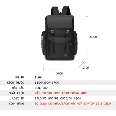 Balo du lịch nam cỡ lớn, đựng laptop 17 inch, quần áo thời trang, thiết kế hình hộp - Giá chỉ 109.900đ