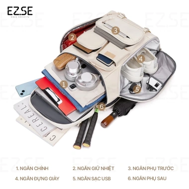 Balo du lịch nam nữ EAZY BLA26 chống thấm, lớn, đựng laptop chống sốc – 1.099.000₫