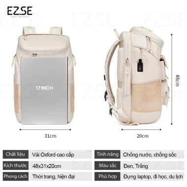 Balo du lịch nam nữ EAZY BLA26 chống thấm, lớn, đựng laptop chống sốc – 1.099.000₫