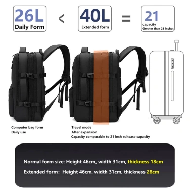 Balo du lịch thế hệ mới ngăn mở rộng màu trơn thời trang basic vải cao cấp chống nước size lớn giá 599.000 VND 5 Balo du lịch thế hệ mới ngăn mở rộng màu trơn thời trang basic vải cao cấp chống nước size lớn giá 599.000 VND 5