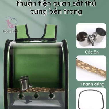 Balo Đựng Vẹt Có Cây Đứng và Máng Ăn - Balo Thú Cưng BL21 Giá Ưu Đãi 275k 3