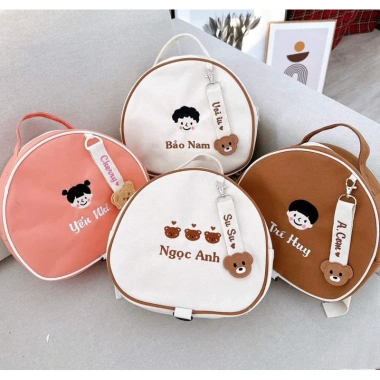 Balo hạt dẻ thêu tên, phong cách Hàn Quốc, tặng gấu bông và tag, phù hợp bé đi học mẫu giáo - Giá ưu đãi 182.000 VNĐ 3