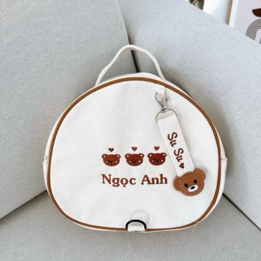 Balo hạt dẻ thêu tên, phong cách Hàn Quốc, tặng gấu bông và tag, phù hợp bé đi học mẫu giáo - Giá ưu đãi 182.000 VNĐ 10