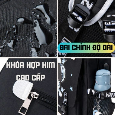 Balo học sinh cấp 2-3 Ba Vy FASHION chống nước, đa ngăn, laptop 15.6 inch - chỉ 330k