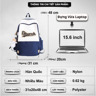 Balo học sinh nam nữ chống nước đa ngăn Zony B13 15.6inch - Giá 245k