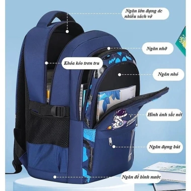 Balo học sinh siêu nhẹ hình thỏ & khủng long, chống thấm, cặp sách tiện dụng cho bé lớp 3‑7