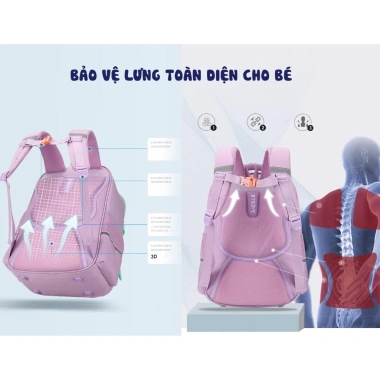 Balo học sinh tiểu học cấp 1 vải Oxford cao cấp pastel dễ thương BF18-121 - 371.250 VND