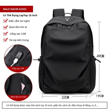 Balo Laptop Nam Chống Nước, Chống Sốc Vải Oxford - Nhiều Ngăn Lợi, 425.000₫