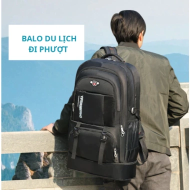 Balo Leo Núi 65L Chống Nước - Du Lịch Phượt Nhiều Ngăn, Quai Đeo Êm Ái