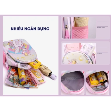 Balo mầm non bé gái mẫu giáo - Ngựa pony 3D ngộ nghĩnh, vải Oxford chống nước, chỉ 245.000 đồng 5