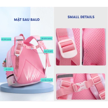 Balo mầm non bé gái mẫu giáo - Ngựa pony 3D ngộ nghĩnh, vải Oxford chống nước, chỉ 245.000 đồng 6