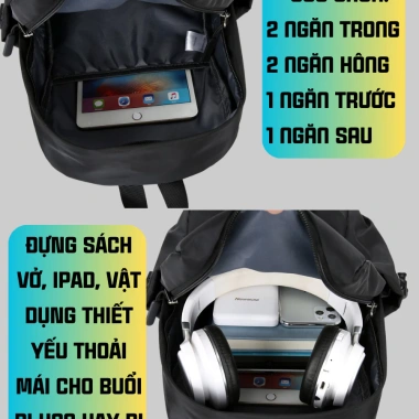 Balo mini nam nữ vải dù chống nước Ba Vy FASHION KH09 - Thiết kế tối giản, phù hợp đi học và đi chơi 9