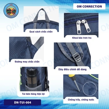 Balo nam nữ xếp gọn chống nước, chống mài mòn, vải Oxford 004 OM Connection 129k 6
