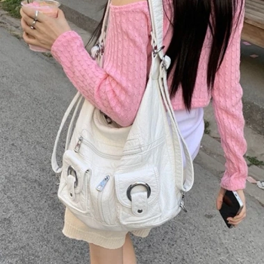 Balo nữ đi học và đi làm - Túi tote hobo da nhăn cỡ lớn vừa A4, khóa kéo, du lịch Hàn Quốc 48 - Giá chỉ 197,010₫