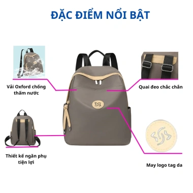 Balo Nữ Thời Trang Công Sở Du Lịch Nhiều Ngăn Vải Oxford BL054 Giá 200k Giá Rẻ 4 Balo Nữ Thời Trang Công Sở Du Lịch Nhiều Ngăn Vải Oxford BL054 Giá 200k Giá Rẻ 4