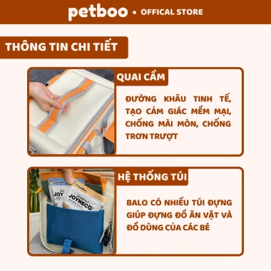 Balo PETBOO cho Chó Mèo - Cửa cuộn thoáng khí, nhiều túi, vali gấp gọn, giá 497k 5