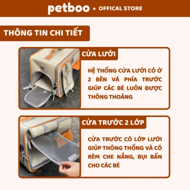 Balo PETBOO cho Chó Mèo - Cửa cuộn thoáng khí, nhiều túi, vali gấp gọn, giá 497k 6