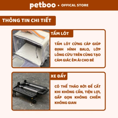 Balo PETBOO cho Chó Mèo - Cửa cuộn thoáng khí, nhiều túi, vali gấp gọn, giá 497k 7