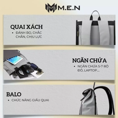 Balo Phượt 2 Màu BASIIL-INSIDER M.E.N, Đai 3 Chiều, Chất Lượng Cao, Giá Tốt 141.400 VND