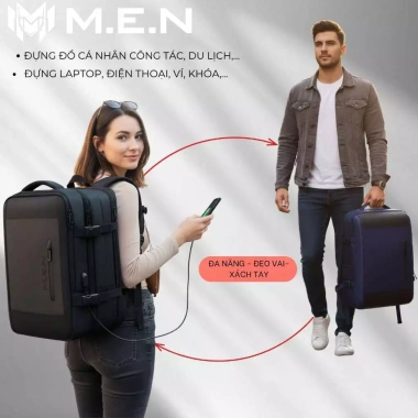 Balo phượt laptop 17 inch đa năng M.E.N OLES Full đen - Sạt USB, chỉ 359.600 VND 9