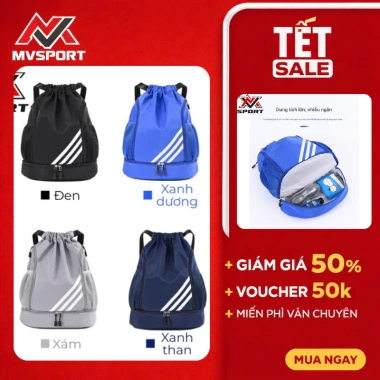 Balo tập gym dây rút dung tích lớn, nhẹ, ngăn khô ướt tách biệt - dùng cho bóng đá, bóng rổ, leo núi K028