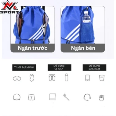 Balo tập gym dây rút dung tích lớn, nhẹ, ngăn khô ướt tách biệt - dùng cho bóng đá, bóng rổ, leo núi K028