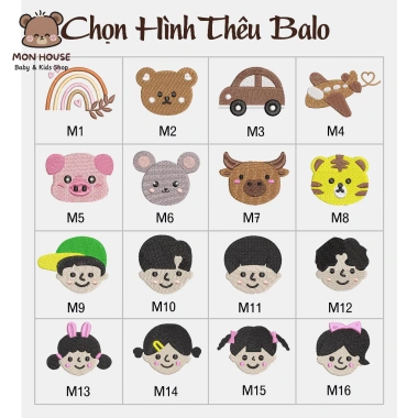 Balo thêu tên riêng cho bé 2 ngăn - Hình gấu, du lịch, quà tặng, giá 180.000 VND