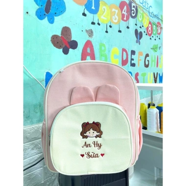 Balo Thêu Tên + Tag Quà Tặng, Tai Thỏ Đa Dụng Đi Học Chơi - Thêu Theo Yêu Cầu BLT-08 Tiệm Nhà Min 4