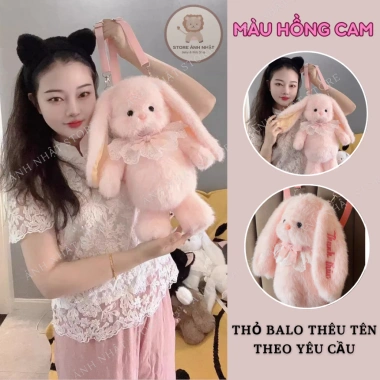 Balo Thỏ Thêu Tên Đặt Theo Yêu Cầu Dễ Thương và Yếm Cổ Quà Tặng Bé Gái Giá 229k