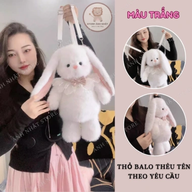 Balo Thỏ Thêu Tên Đặt Theo Yêu Cầu Dễ Thương và Yếm Cổ Quà Tặng Bé Gái Giá 229k