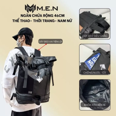Balo thời trang Hàn Quốc myca BASIIL M.E.N size trung 5 - Kiểu túi gập, bộ DE4, giá ưu đãi 72.700 VND