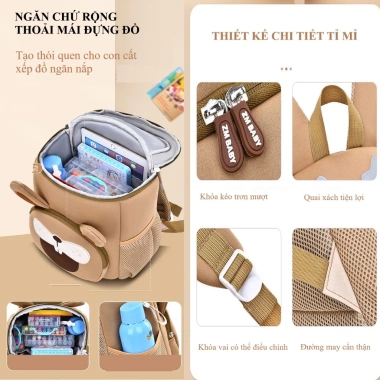 Balo ToChang cho bé đi học mầm non - Cặp nhẹ, bền, thiết kế ZM Baby, giá 224.421₫