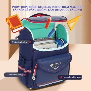 Balo Tochang Chống Gù Tiểu Học Siêu Nhẹ, Chống Nước, Phù Hợp Bé Trai & Bé Gái 9