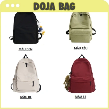 Balo Ullzzang Hàn Quốc giá rẻ - Basic trơn nam nữ, vải bố chống thấm, đi học 9.000₫