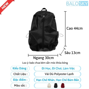 Balo Ulzzang Nam Nữ 15.6 inch Chống Nước, Ngăn Bí Mật, Đi Học Đi Chơi Du Lịch - Giá ưu đãi 155k