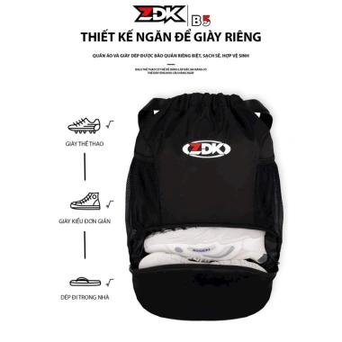 Balo ZDK B5 đa năng, dây rút, kháng nước, ngăn giày riêng, thể thao – Đen, giá 120k