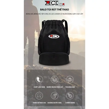 Balo ZDK B5 túi rút kháng nước, nhiều ngăn, unisex - đi học, du lịch, thể thao, giảm giá 115.000 VNĐ